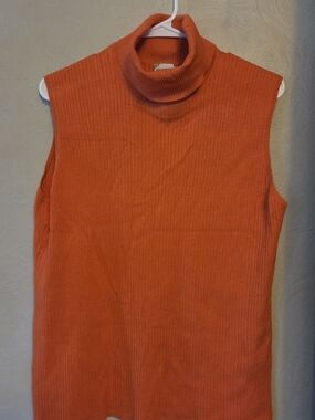 Sleeveless Turtleneck Knit Top - Orange..Chicos Size Xl